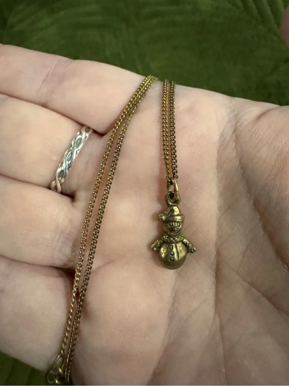 Pier 1 Brass Snowman Pendant Necklace